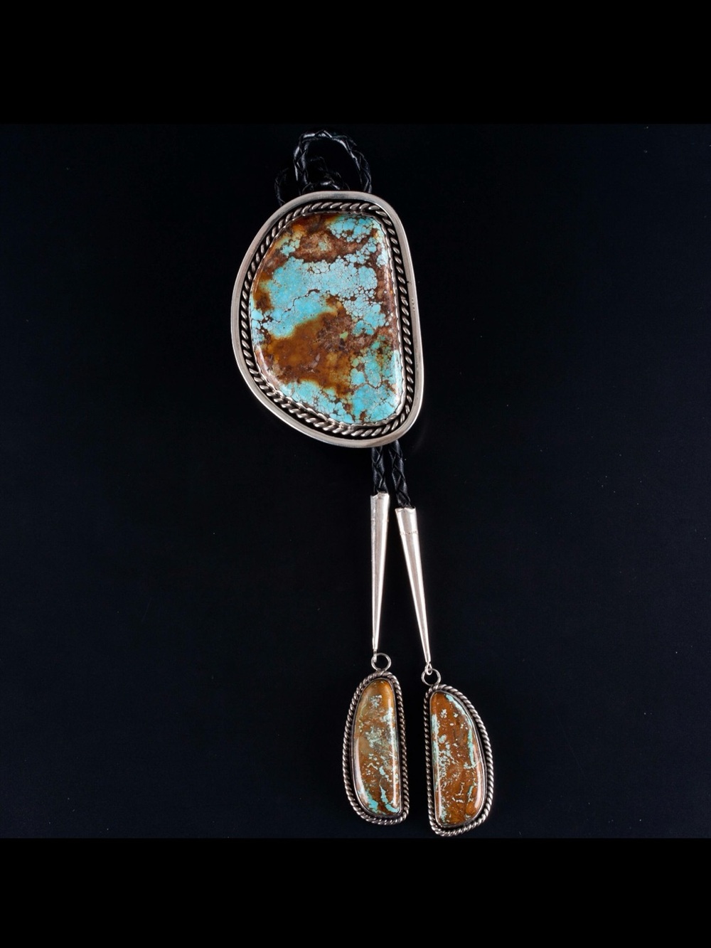 Blue and Brown Turquoise Stone Bolo Tie - Western Accessories